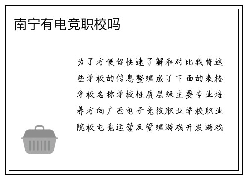 南宁有电竞职校吗